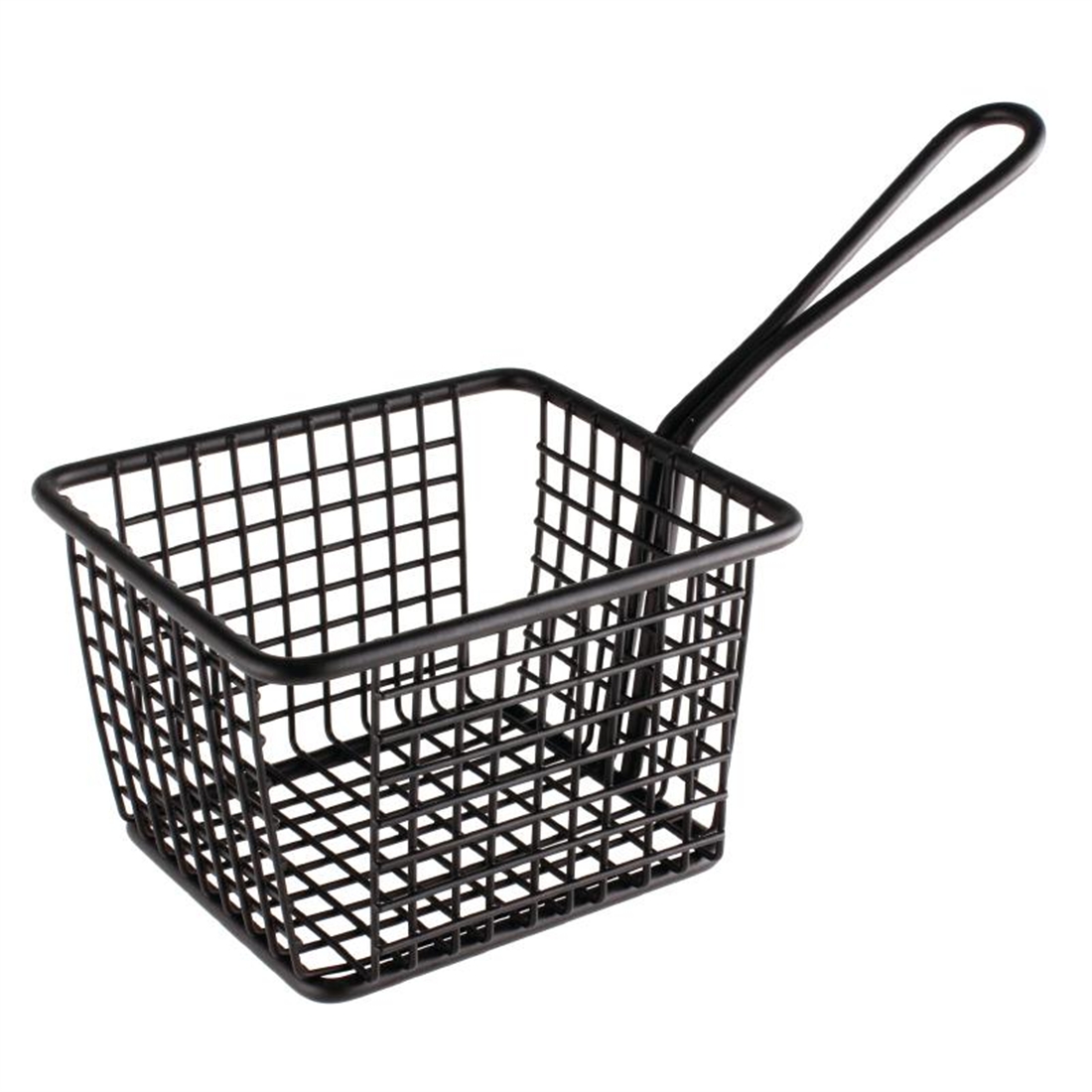 Olympia Large Square Chip Presentation Basket With Handle Black by ...