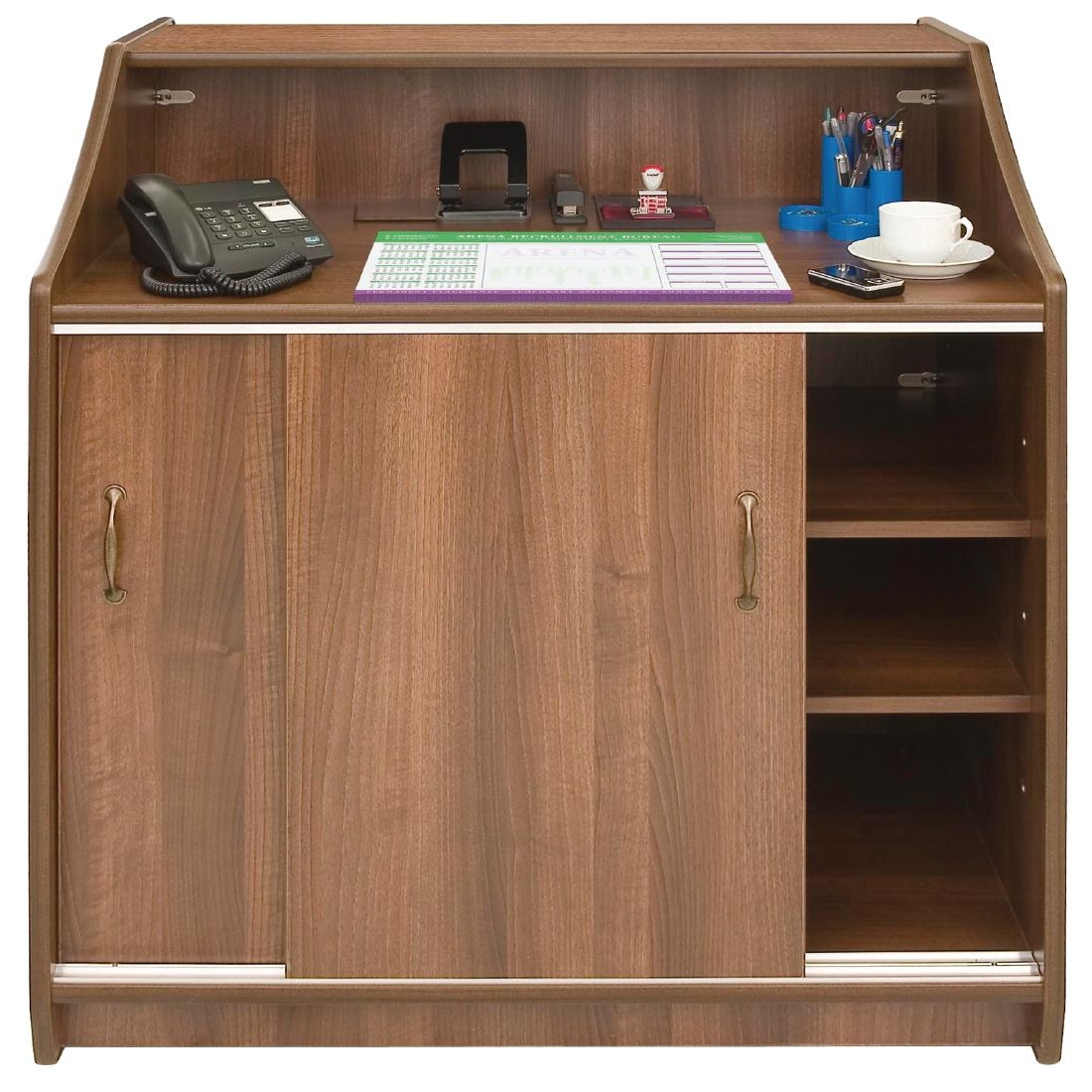 Deluxe Reception Counter 1000mm Walnut By Bolero Cf706 Smart