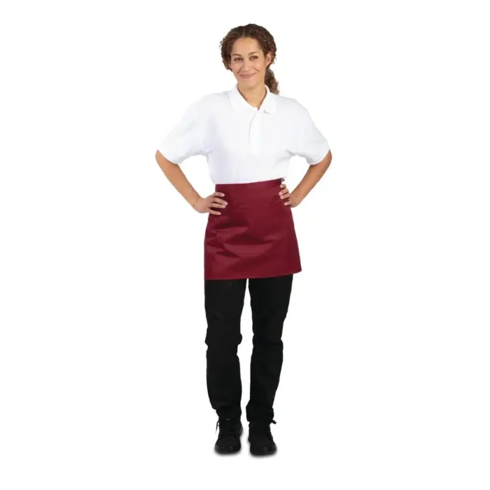 Whites Short Bistro Apron Burgundy