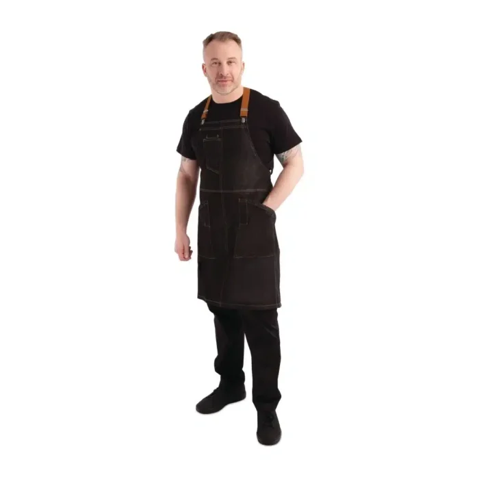 Chef Works Urban Berkeley Denim Brace Bib Apron Black