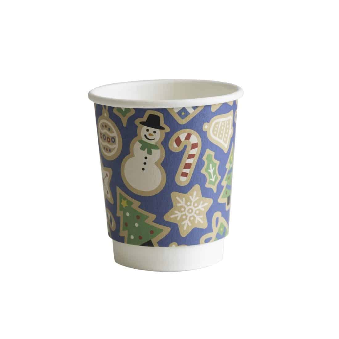 Christmas Blue & White Snowman Design Disposable Hot And Cold Beverage  Paper Cups