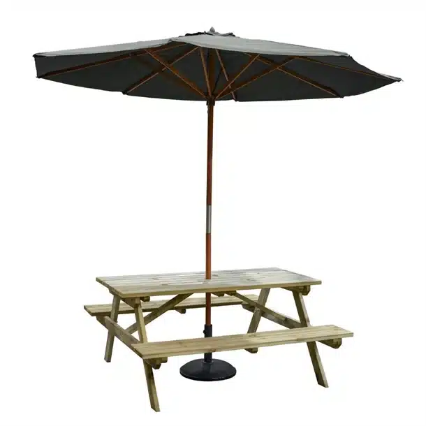 Rowlinson Picnic Table with Grey Parasol