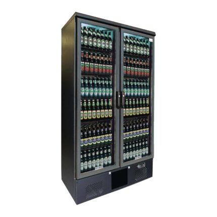 Gamko Upright Bottle Cooler - Double Hinged Door 500 Ltr Black