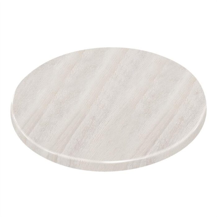 Bolero Pre-drilled Round Table Top Whitewash 600mm