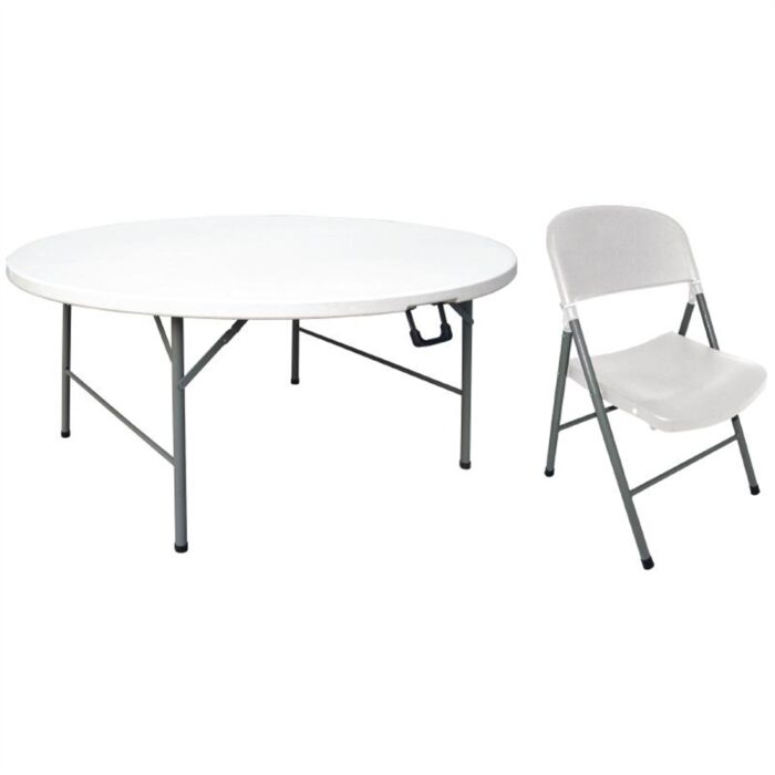 Special Offer Bolero 5ft Round Folding Table with Six Folding Chairs